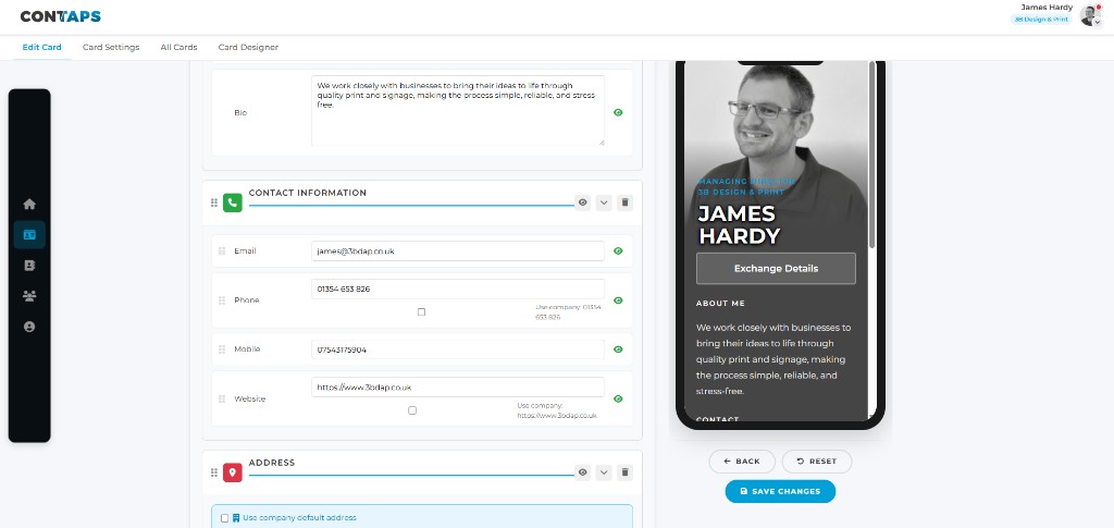 Lead capture and contact management interface